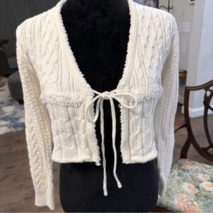 Pink Rose Cream Cable Knit Cardigan